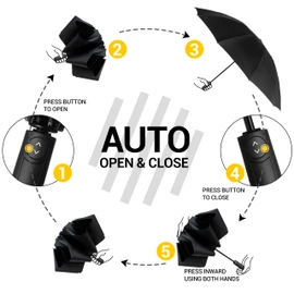 Conlun Compact Folding Umbrella Stormproof - Automatic Windproof Green Folds Inwards for Men, 210T Fabric 114cm Wingspan, 10 Bone Umbrella Large Christmas Gifts
