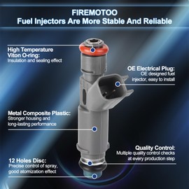 Fuel Injectors Pack of 4 Compatible with Chevy Malibu Cobalt HHR for Pontiac G5 G6 Solstice for Saturn Aura Sky lon Vue L4 2.2L 2.4L 2006 2007 2008 Replace 12606110 12 Holes