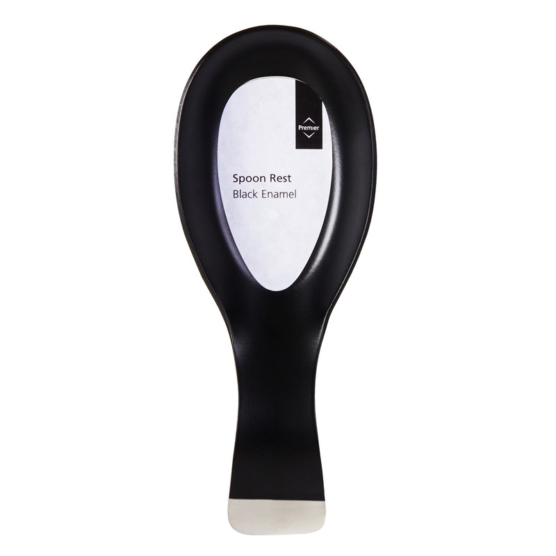 Premier Housewares Spoon Rest For Kitchen Black Enamel Spoon Holder
