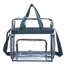 MINZHI Transparent bag 30 x 30 x 15 cm, transparent lunch bag, transparent shopping bag and clear bag, PVC cosmetic storage bag, suitable for stadiums, shopping malls, gyms etc., gray