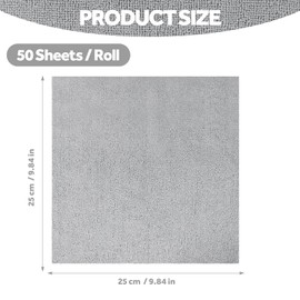 ZONJIE Reusable Microfibre Cloth Roll 50 Pieces Total - Sustainable, Washable, Lint free, Absorbent Kitchen Roll, Cleaning for House, Kitchen, Windows, Car, Motorbike, 25 x 25 cm (grey)