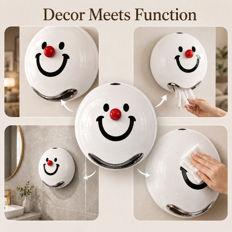 Smiley Face Tissue Box Holder for Home - Light Luxury