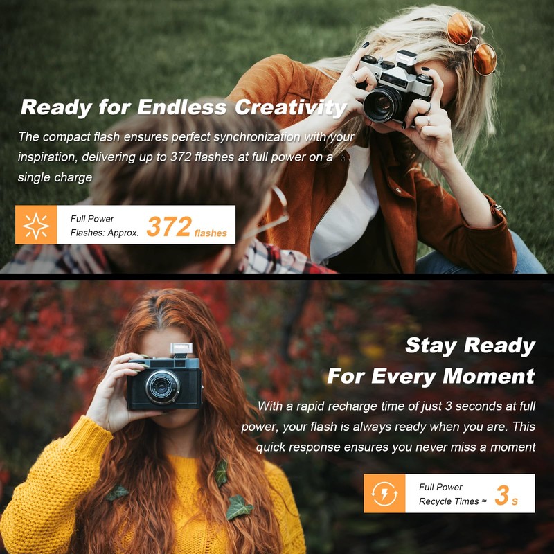 Zeni ZF04 Camera Flash, 6500 K ± 200 K Mini