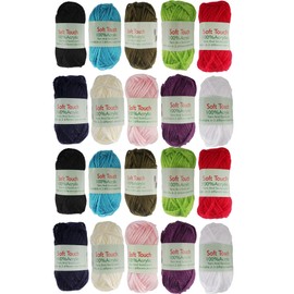 BambooMN Brand Soft Touch Yarns - Solids 20x 10g Mini Balls - Acrylic by BambooMN