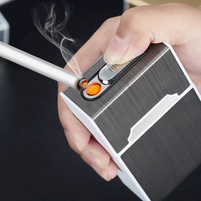 KH Cigarrera Con Encendedor Electrónico Usb Recargab Papá Novio
