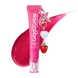 sérum labial 3 en 1 con efecto iluminador, bálsamo labial con color con VC-IP y Vitamin E, brillo ligero no pegajoso con charm a juego (01 Strawberry 