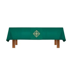 R.J. Toomey Altar Frontal and Holy Trinity Cross Overlay Cloth - Altar Linen Church Supplies Green Color