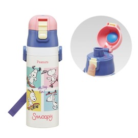 Skater SDC4 Children's Stainless Steel Water Bottle, Direct Drinking, 16.5 fl oz (470 ml), Lightweight Type, Snoopy Skateboard, Cold Insulated, Sports Bottle, For Kids