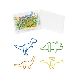 OWLFAVO 28pcs Jumbo Dinosaur Shape Paper Clips with Clear Box, Assorted Colors, Funny Dino Cute Paperclips Bookmarks Planner Clips for Fun Office Supplies College Gifts Wedding Decoration