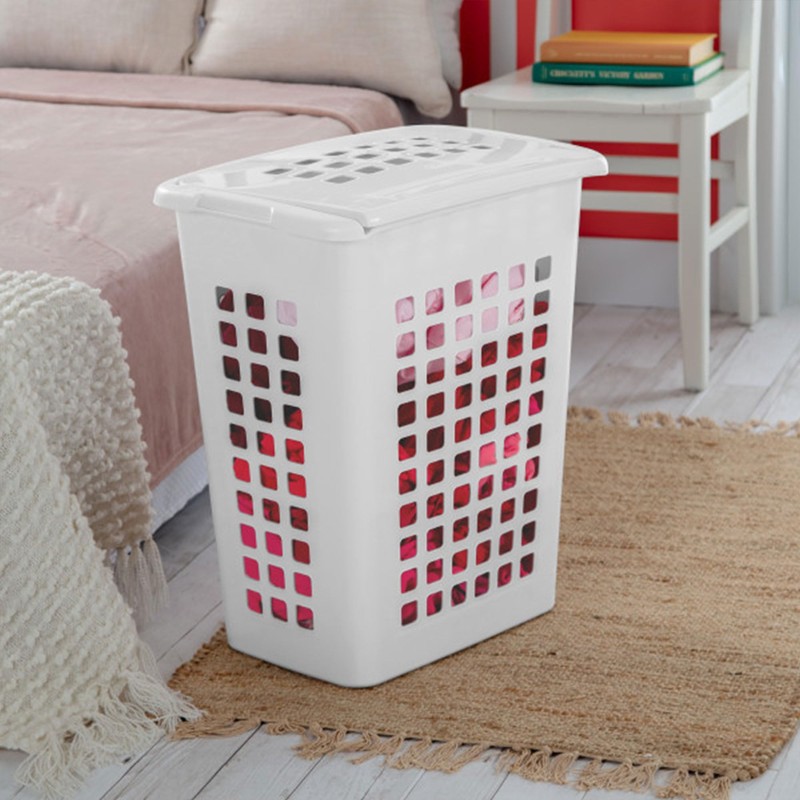 Sterilite 4-Pack LiftTop, Laundry Hamper for Clothes, Tall and Rectangular