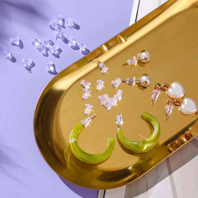 Rubber Earring Backs Soft Clear Earring Backings for Studs Hypoallergenic