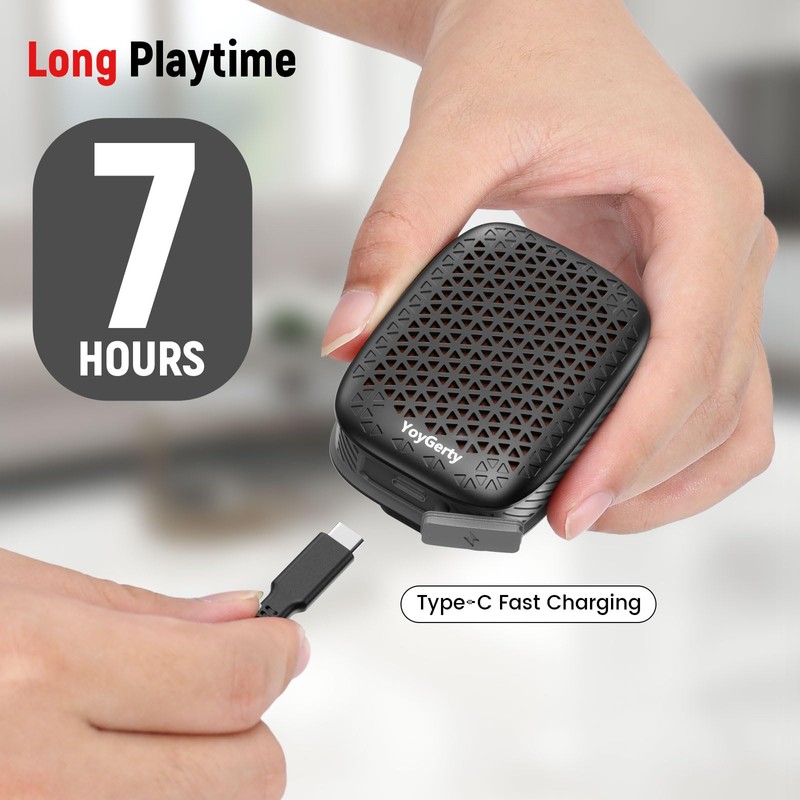 yoygerty 2026 Upgrade Wearable Bluetooth 5.4 Speaker, IPX7 Waterproof Clip-on