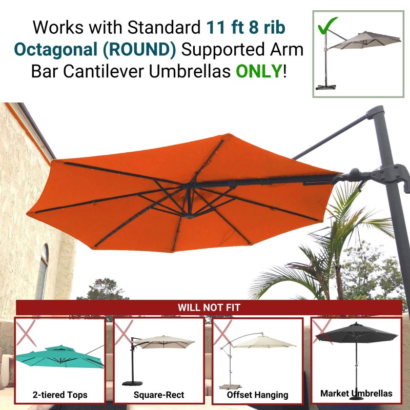 Formosa Covers 11ft Cantilever Supported Bar Umbrella 8 Rib Replacement