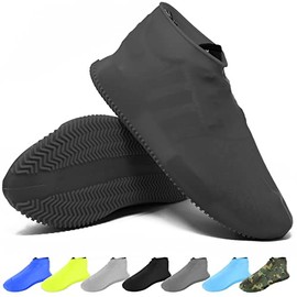 BOVAI - Waterproof Shoe Covers Reusable Rain Shoe Cover Silicone Magic Shoe Running Cover Work Rubber Protector (S, Grey)