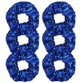 OTYOU 6 Pack Sequins Hair Scrunchies Rich Tones Scrunchy Metallic Bobbles Elastic Hair Bands Ties Glitter Ponytail Bun Holders Hair Accessories for Women Girls (Blue)