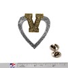 Creative Pewter Designs Gold Plated V Letter Heart Pin LG022