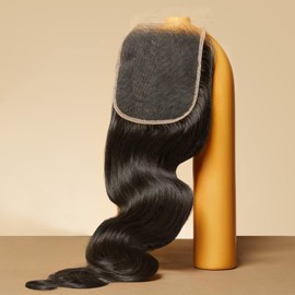 Triippy Cabello, cierre de encaje HD 5x5, ondulado, con menor caída que el cabello virgen normal, 0,10 mm, ultrafino, 5x5, encaje suizo real HD con cabello humano camboyano 100% virgen (22 pulgadas)