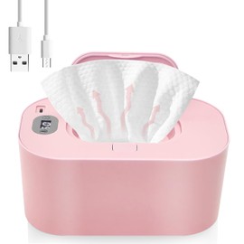 Calentador de Toallitas Humedas, Pantalla de LED, Temperatura Costante Intelligente, Ahorro de Energía Electricidad,Calentador de Toallitas para Bebés USB(Rosa)