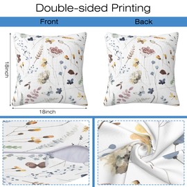 Naqiuli Watercolor Floral Throw Pillow Covers Set of 2 Abstract Butterflies Pillow Covers 18x18 Inch Modern Farmhouse Home Decorative Pillow Cases Cushion Cover for Sofa Living Room Office