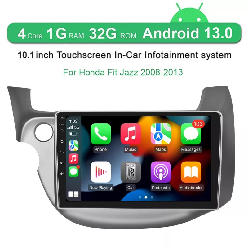 Podofo 2+32GB For Honda Fit Jazz 2008-2013 Android 13 Wireless