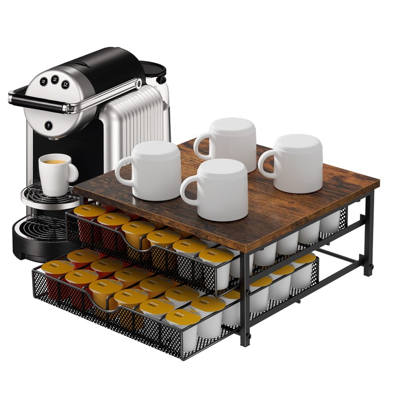Coffee Pod Drawer Holder Capsule Storage Organizer 2 Tier Coffee