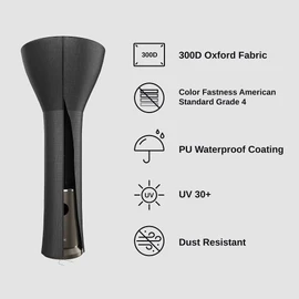EAST OAK Patio Heater Covers with 300D Oxford Fabric, Zipper, Storage Bag, Waterproof, Dustproof, Wind-Resistant , Sunlight-Resistant, Snow-Resistant, 89'' Height x 33" Dome x 19" Base, Black, 1 Pack