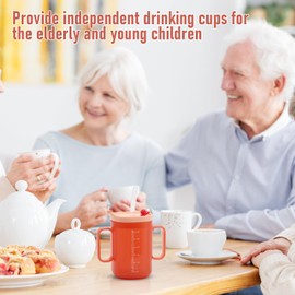 Tutamaz Sippy Cup for Seniors, 300 ml 2-Handle Cup with Drinking Trick with Sippy Attachment, Leak-Proof Cup for Elderly People, Adults, Sippy Cup for Feeding and Drinking Aid