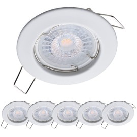 Oktaplex Lighting Set of 6 LED Recessed Spotlights Sedan with LED Module 4.8 W 2700 K 230 V 380 lm Warm White 110° Spot White Hole Size 60 mm