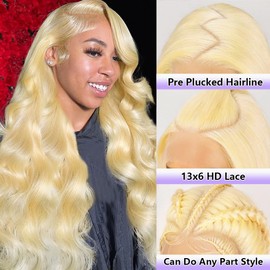 VVPPIL 613 13x6 Lace Front Wig Human Hair 200 Density 34 Inch Blonde Wig Human Hair 613 HD Lace Frontal Wigs Human Hair 613 Blonde Body Wave Lace Front Wigs Human Hair Pre Plucked for Women