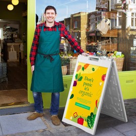 Deluxe A Frame Sidewalk Sign - 24x36 inches Plasticade Sandwich Board - Outdoor Portable Double Sided Display Folding Stand for Advertising with Quick Change System