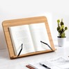 Bamboo Book Stand Foldable Wooden Cookbook Holder with 5 Angle