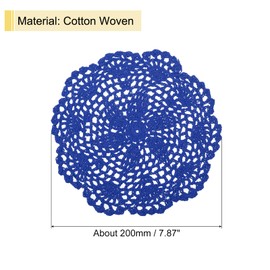 sourcing map Crochet Doilies, 4Pcs 8" - Handmade Crochet Cotton Coaster, Round Lace Placemats with Floral Patterns for Wedding Party Decoration (Bright Blue)