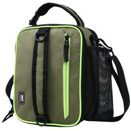 MIER Expandable Lunch Bag Insulated Lunch Box for Men to Work Travel Portable Lunchbox Bags with Shoulder Strap and Water Bottle Holder(Green)