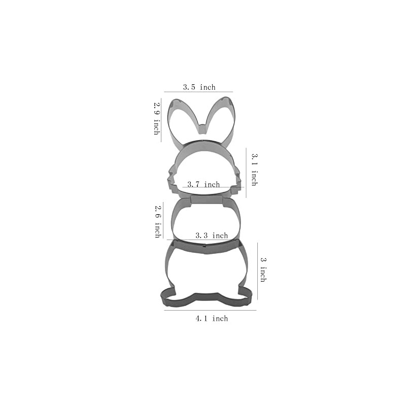 Keewah Stackable Easter Bunny Cookie Cutter Set, 4 Piece, Stainless