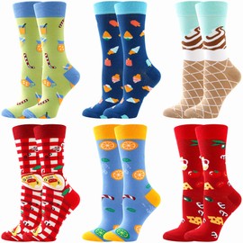 BONANGEL Women's Girls Novelty Funny Crew Socks,Crazy Cute Animal Food Design Socks Cotton,Girl's Gift