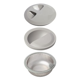 Belca SP-235T Drain Clean 3-Piece Set, Made in Japan, Drain Spout for Sinks, Water Stop Lid, Diameter (Outer Diameter) 5.9 x Height 1.1 inches (15 x 2.8 cm) + Drainage Plate, Semicircular Type,