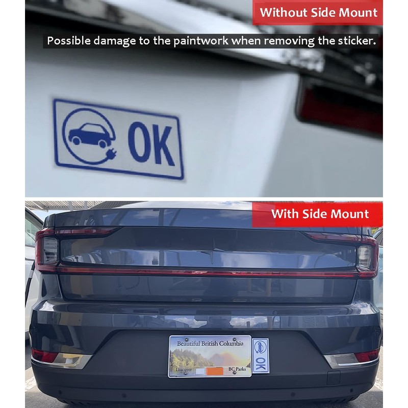 Electric Vehicle HOV OK Sticker Mount, License Plate Frame Stickers