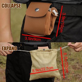 Elfzone Foraging Bag - Outdoor Picking Fruit Bags, Foldable Leather Belt Pouch with Multi-Purpose Picking Bag for Camping, Shells, Treasures, Travel, Hiking