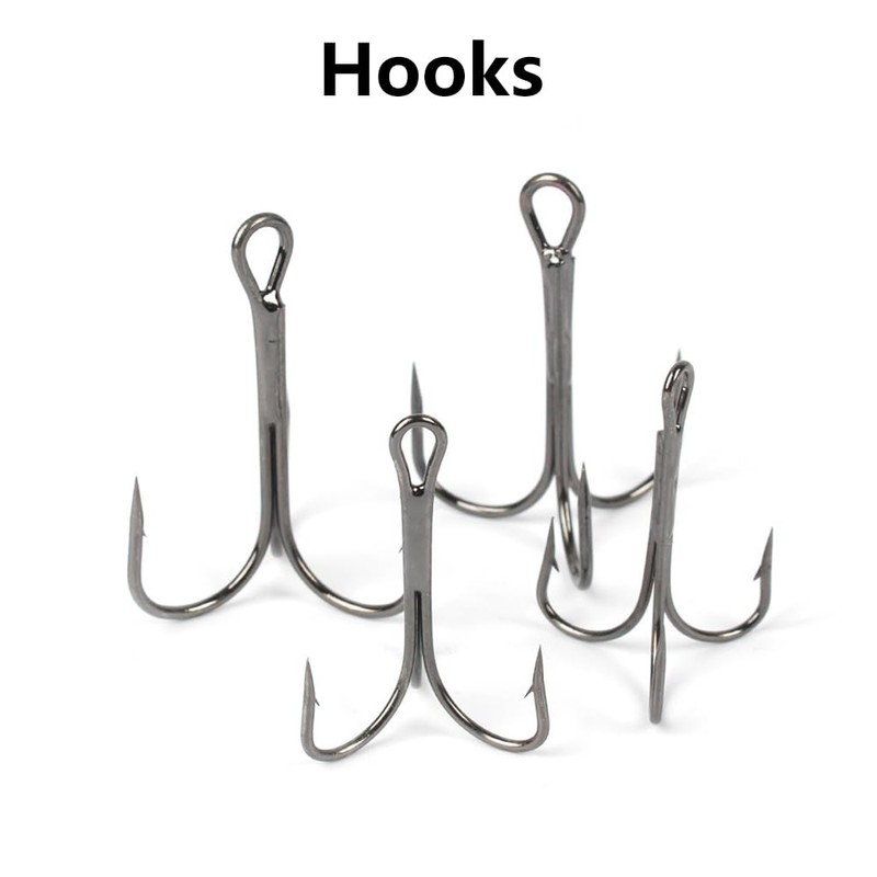 Treble Fishing Hooks, 100Pack High Carbon Steel Treble Hooks, Super