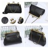 Women Small Vintage Chains Handbag - Pu Leather Kiss Lock