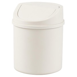 Zerdyne 2 L Plastic Mini Trash Bin with Swing-Top Lid, Desktop Garbage Bin, White