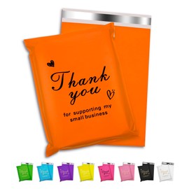 Jowlroel Thank You Poly Mailer 10x13 Inch 25 Pcs, Waterproof and Tear-Resistant Shipping Bags for Clothing, Strong Mailing Bags with Self-Seal, Cute Packaging Bags for Small Business - Orange