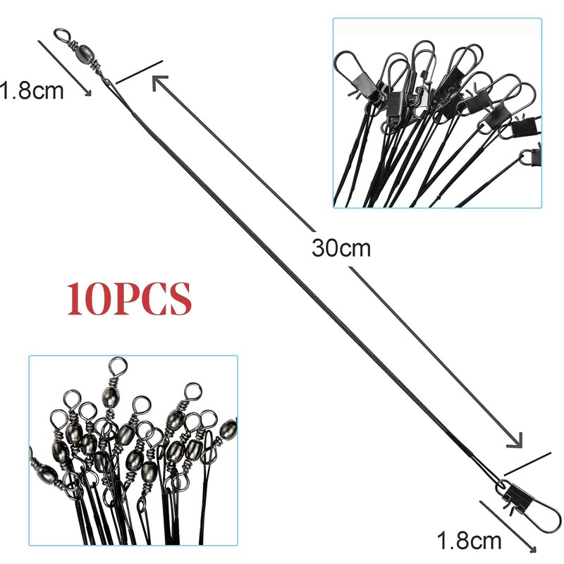 10 LURE WIRE TRACES spinning pike fishing swivel