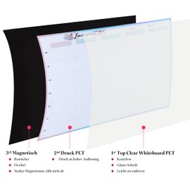 AMO HERMOSO Magnetic Family Planner Wipe Clean, Weekly Planner, Magnetic Boards for Fridge, 45 x 30 cm, Ideal for Family Calendar, Meal Plan, Housework Plan, Food List in German