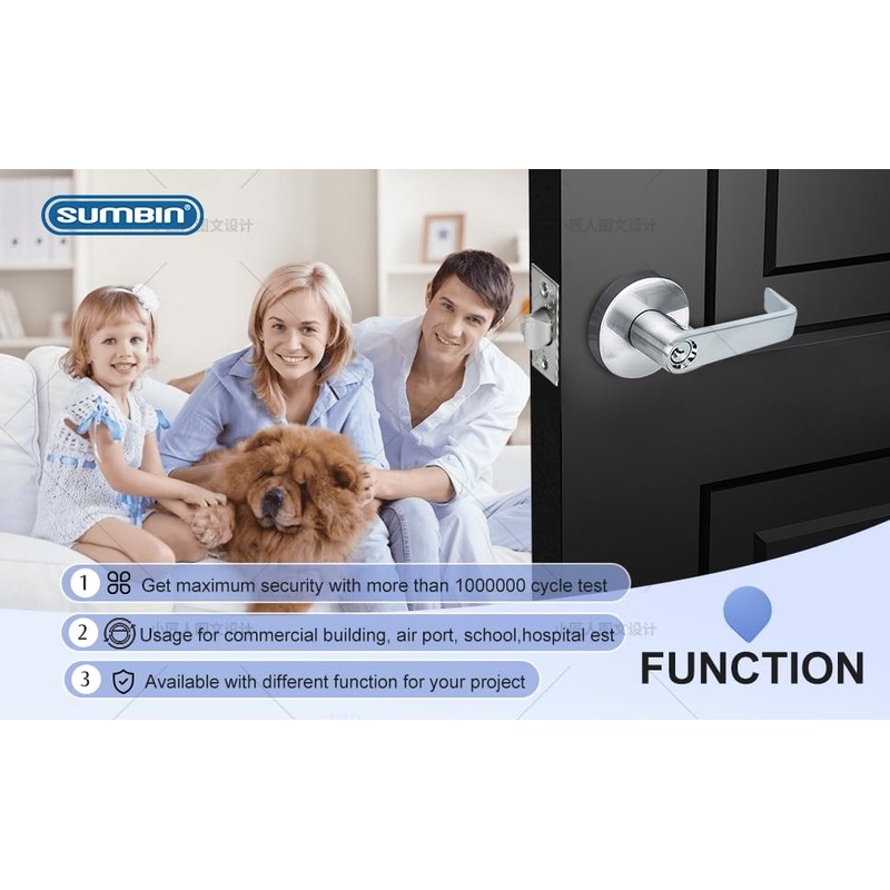 SUMBIN Grade 2 Commercial Heavy Duty Passage Door Lever Lockset,