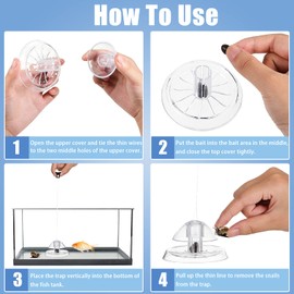 Honeydak 4 Pcs Snail Trap Transparent Snail Catcher Aquarium Slug Trap Clear Plastic Slug Catch Box for Fish Tank Aquarium Planaria Leech