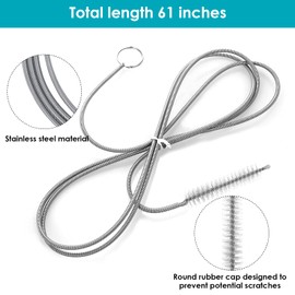 Aster Drain Brush Brush, 150 cm Drain Cleaning Brush, Flexible Long Pipe Brush, Spiral Cleaning Brush with Soft Nylon Bristles for Pipe Dredging, Multifunctional Flexible Brush for Drain Hole