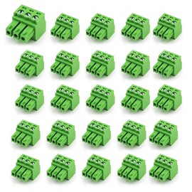XUGERIP 20 PCS 3 Pin 3.5mm Pitch PCB Screw Terminal Block Connector, Male Plug for 28-16AWG,Pluggable Quick Connector-3 Pole