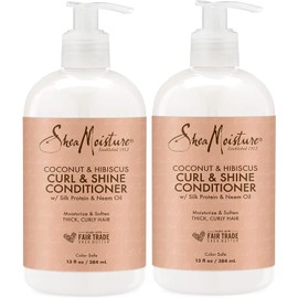 SheaMoisture Curl and Shine Conditioner For Thick, Curly Hair Coconut and Hibiscus Sulfate Free 13 oz 2 Count
