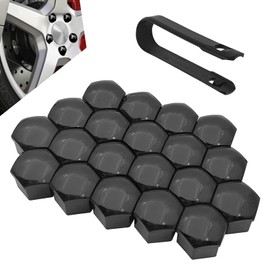 GRANDI 20 PCS Wheel Nut Cover, Rust-proof Dust-proof Hexagonal Nut Caps with Removal Tool, Thickened Plastic Automotive Exterior Accessories, Universal for Most Cars Trucks Suvs (Black #21 mm)